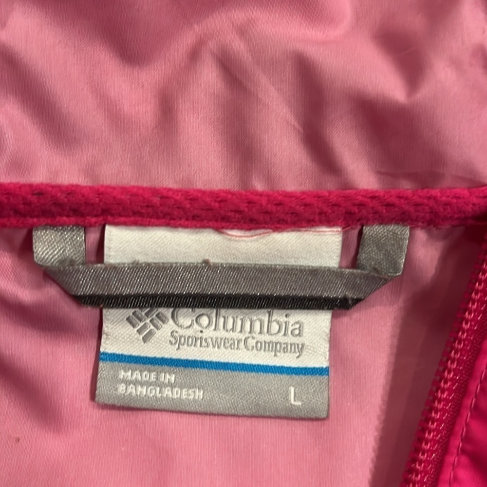 Columbia hooded windbreaker zip front jacket hot pink L - Picture 5 of 7